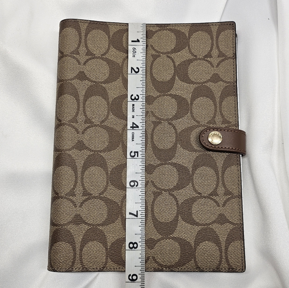 Coach Signature Canvas Notebook Cover Planner Binder Brown Khaki Snap Closure - Picture 6 of 10